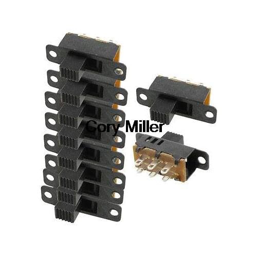 6 Solder Lug Pin ON/OFF/ON 3 Position 2P2T DPDT Panel Mount Slide Switch