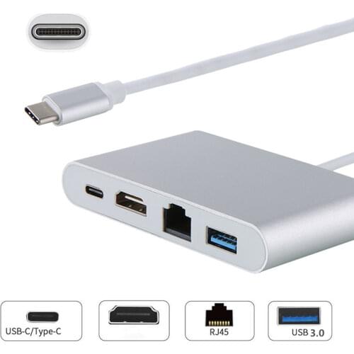 Type C Thunderbolt 3 to HDMI-compatible Gigabit Lan Ethernet Adapter USB-C PD USB 3.0 Hub for MacBook Galaxy S8 Huawei Mate10