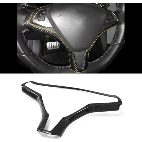 Car Accessories Carbon Fiber Steering Wheel Panel Frame Cover Sticker Trim Interior Decoration for Tesla Model S X 2012-2020