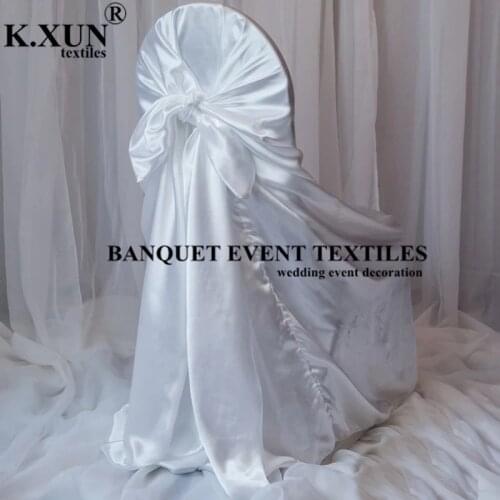 White Universal Satin Chair Cover Wedding Chair Covers For Event Party Hotel Decoration