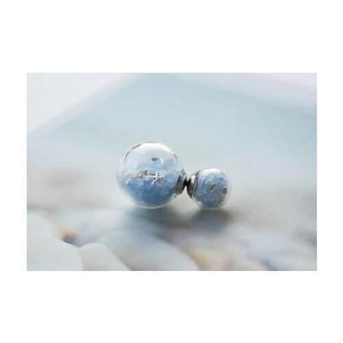 Freeshipping Double glass dome globe & Stud Earring Set DIY Double glass Side Earing glass vial pendant (8mm and 12mm)