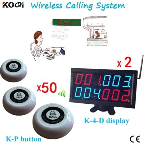 Wireless Calling Device Free Shipping Cost Accept Any Logo(2pcs Screen Display Receiver+50pcs Button Transmitter)