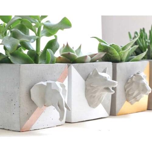 Concrete Plaster Animal Head Molds Silicone Pendant Plaster Molds Lion Head Tiger Silicone Gypsum Molds Pot Decor Silicone Molds