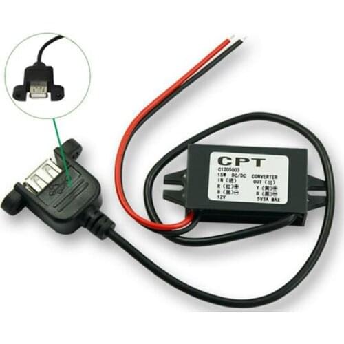 DC-DC Step-down Module Step-down Line Mobile Phone Charging 12V to 5V 3A USB Car Power Converter