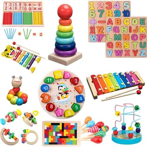 1Set Kids Montessori Wooden Toys Hammering Ball Hammer Box Children Fun Early Learning Game Toy Colorful Educational Toys