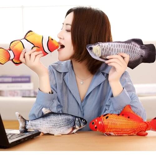 30cm toy fish USB charging simulation jump mobile simulation electric fish toy tail will jump simulation fish pet plush toy