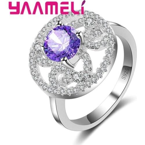 Disc Shape Embellished Crystal 925 Sterling Silver Ring Multi-colored Christmas Surprise Gift For Women Lady