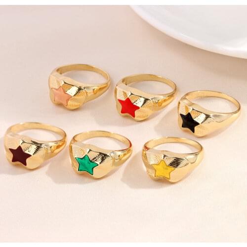 High Quality Gold Color Star Metal Rings For Women Korean Girls Vintage Geometric Rings Female Statement Jewelry Party Gift
