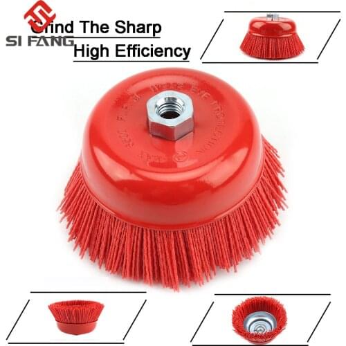 125mm Cup Nylon Abrasive Brush Wheel M14 M16 Pile Polymer-abrasive 5inch Angle Grinder Tool Grit 80