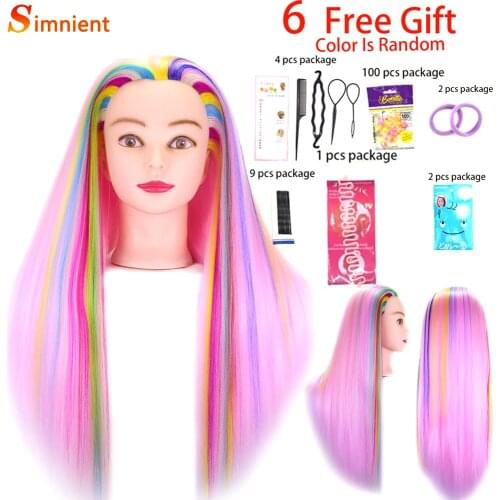 70Cm Colorful 100% High Temperature Firber Hair Doll Heads Nice Hairdressing Training Head Dummy Hairdresser Mannequin Head Hair