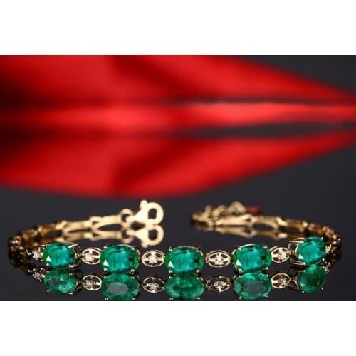 Fashion Luxury Green Crystal Inlaid Women Engagement Wedding Chain Bracelet