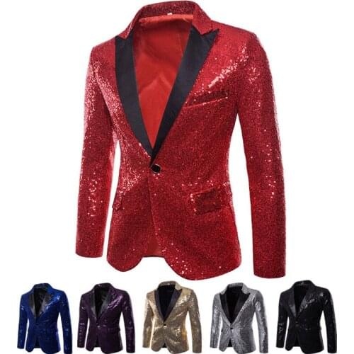 Men 2018 Blazer Sequin Stage Performer Formal Host Suit Bridegroom Tuxedos Star Suit S-2XL NEW