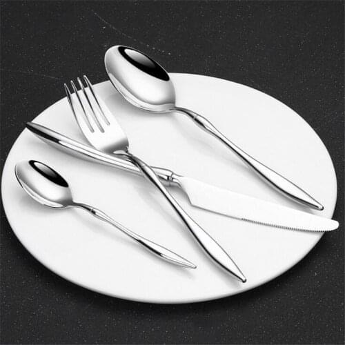 New 304 Advanced Stainless Steel Tableware Beautiful Curvy Waist Cutlery Western Food Fork Steak Knife Gold Cutleries