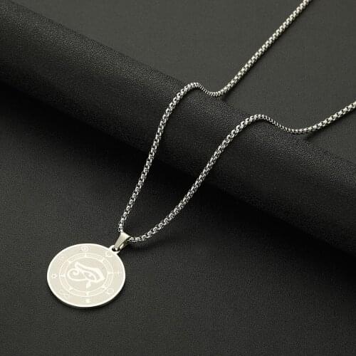 Cxwind Stainless steel Round Pendant Eye of Horus pendants necklaces o-shaped chain necklace Amulet Jewelry for Womens Men Gift