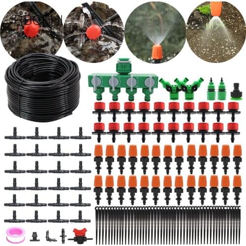 RBCFHl Garden 1/4" Hose Automatic Micro Drip Irrigation System Adjustable Micro Spray Balcony Potio Watering Plant Kit Irrigatio