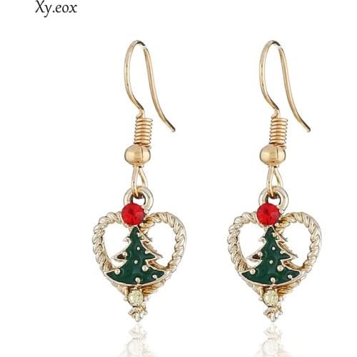 Christmas Earring Christmas Tree Heart Earrings Christmas Gifts New Year Jewelry