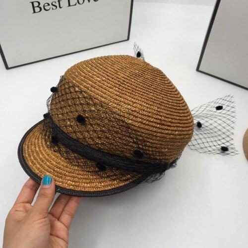 Summer hat of French womens summer cap bowknot gauze shade straw hat youth tide