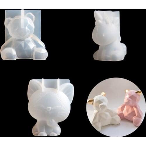 3D Silicone Mold Geometry Stereo Bear Deer Cat Animal DIY Mold Ornament Mold Cake Decoration Tools