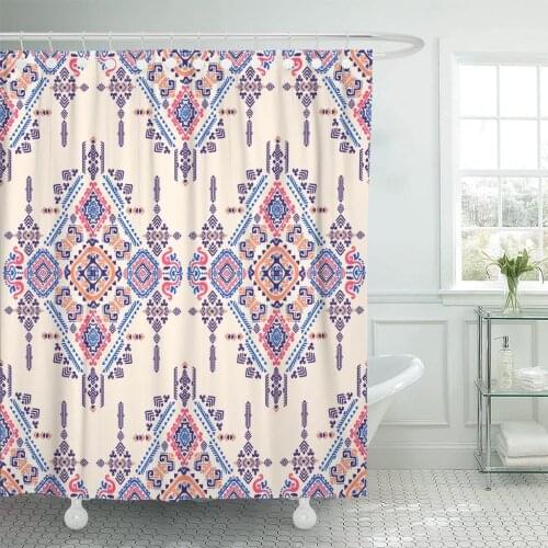 Pattern Tribal Aztec Mexican Vintage Indian Ethnic Geo Eastern Shower Curtain Waterproof Polyester Fabric 72 x 72 Inches Set