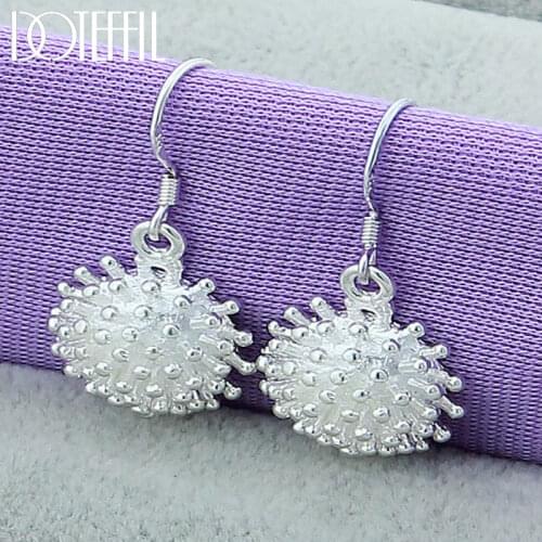 DOTEFFIL 925 Sterling Silver Firework Coral Drop Earrings For Woman Wedding Engagement Fashion Party Charm Jewelry