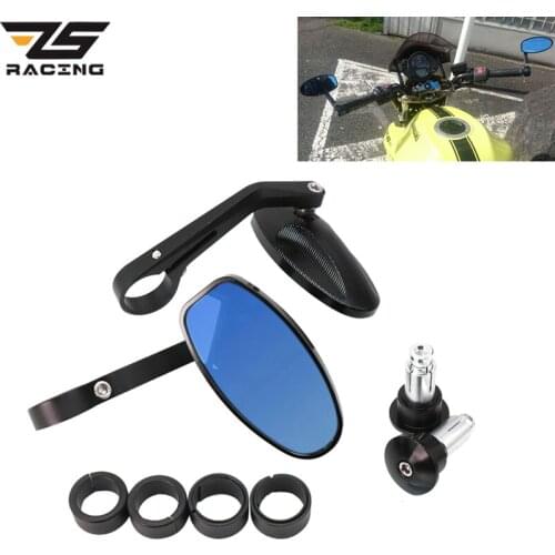 ZS Racing 1 Pair 7/8" 22mm Universal Motorcycle Rear View Black 18mm Handle Bar End Side Rearview Mirrors moto Accessories