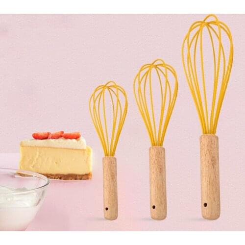 1Pcs Manual Egg Beater Wire Whisk Blender for Milk Cream Butter Wooden Handle Egg Whisk Kitchen Baking Cooking Utensils