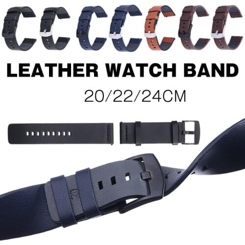 18/20/22/24mm Leather Watch Band Replacement Strap Smart Wristband Universal Fits for 5.5-8.5 inch Smart Band Strap Accessories