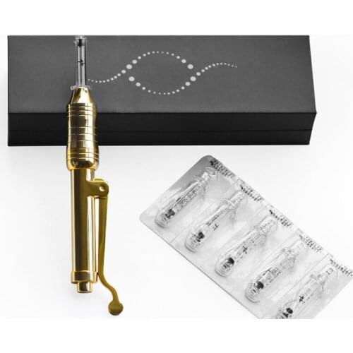 24K Gold Non-Needle Injection Pen Free Adjustable High Pressure Hyaluronic Acid Serum Pen for Anti Wrinkle Removal Skin Care