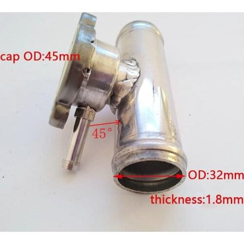 OD 32mm 1-1/4" Aluminum Inline Radiator Hose Pipe Fill Filler Neck & Cap