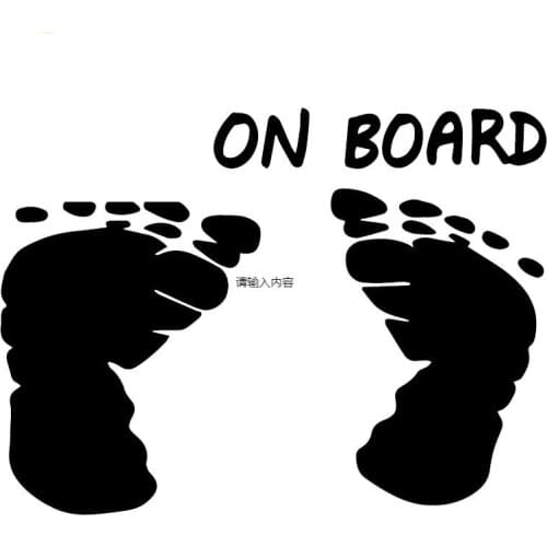 Car Stickers BABY ON BOARD Cartoon Car Stickers Footprints Creative Decorative Decals Waterproof Sunscreen Black/white,16cm*12cm