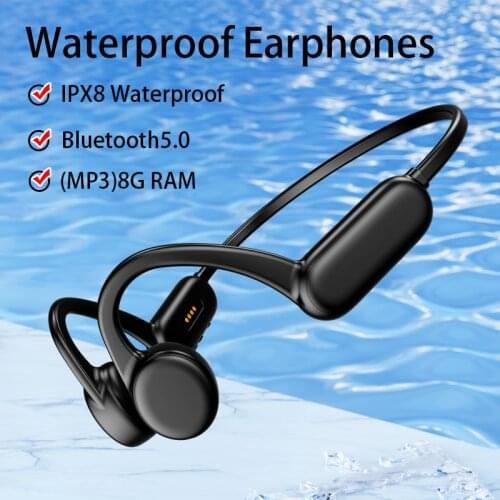 Bone Conduction Headphone Wireless Earphone Outdoor Sports IPX8 Waterproof MP3 Headsets Handsfree with 8GB Mic for Sony Xiaomi
