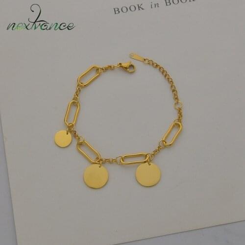 Nextvance Fashion Bracelet Stainless Steel Three Round Medal Bracelets & Bangles for Women Girl Anniversary Jewelry Gift