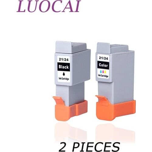 LuoCai 2 Pieces Ink Cartridges Compatible For Canon BCI-21 BCI-24 BCI-21/24 PIXMA iP1000 iP1500 iP2000 MP110 MP130 Printers