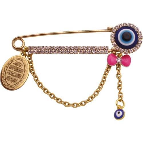 Muslim Quran Vanyakad Turkish evil eye Stainless Steel brooch Baby Pin