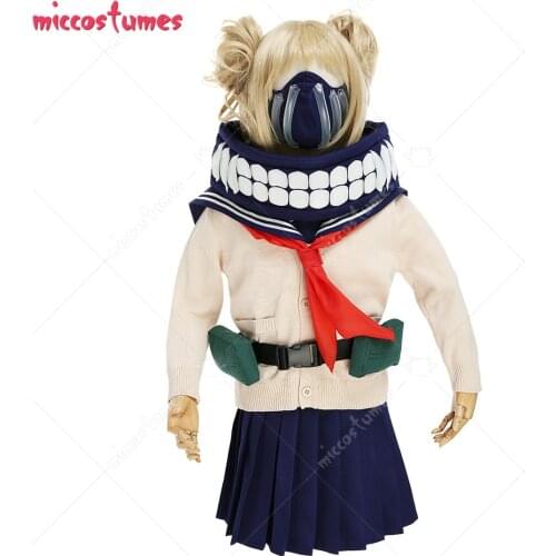 Kids Girls My Hero Academia Himiko Toga Cosplay Costume Child JK School Uniform Sweater with Neckwear and Face Covering