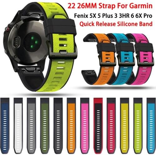Hot 26 22mm Watchband for Garmin Fenix 5X 5 3 3HR 6 6X Forerunner 935 945 Watch Quick Release Silicone Easy fit Wrist Band Strap