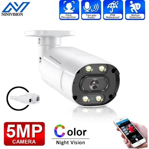 H.265 5MP IP Camera PoE Outdoor Bullet Security Camera Two -Way Audio AI Smart Humanoid Detection Alarm XMEye ONVIF P2P