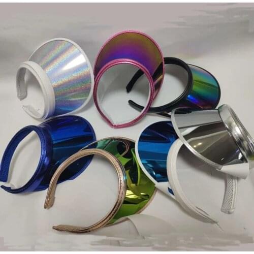 2021 New Summer Women Men Sun Hat Candy Color Transparent Empty Top Plastic PVC ja Sunshade Hat Visor Caps Bicycle Sun Hat