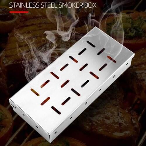Durable BBQ Stainless Steel Smoker Box Wood Pellet Charcoal Gas Grilling Smoke Generator for Meat Smoking