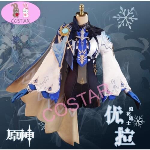 Genshin Impact Eula Cosplay Costume Carnival Halloween Outfit Women Jumpsuit Wigs Role Play Clothing Full Set
