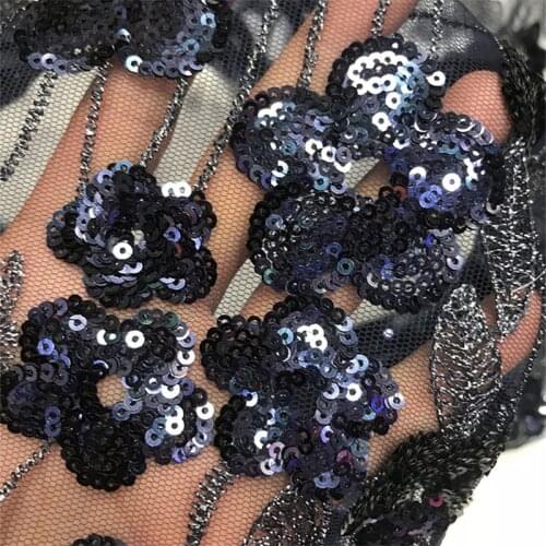 Lace118 Florals D Sequin Embroidery Fabrics Sequined Fabric For Womens Dresses And Evening Dresses Lace Mesh Decoration Fabrics