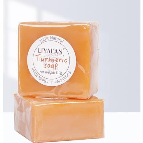 Tumeric Soap Natural to Lightening Acne Dark Spots Skin Glow Brighter Scars Removal Bars Whitening Face Body Skin Care 110g