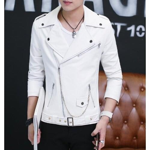 Spring And Autumn Motorcycle Leather Clothing Male Outerwear 2021 New Fashion Leather Jacket Men Short Slim Leather Coat Men