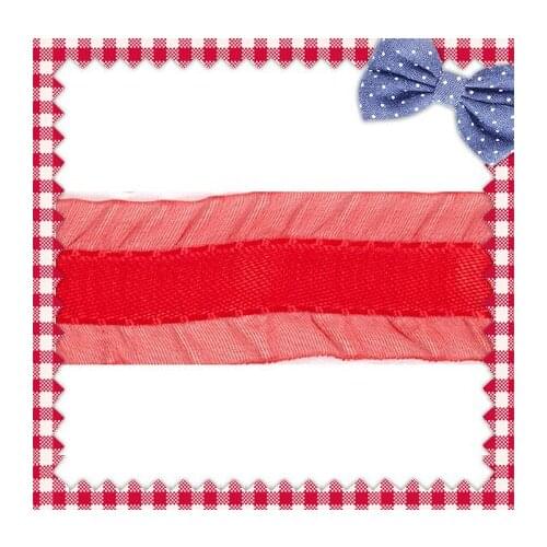 1-1/2",(38mm) ruffled tapes lace trim Poppy Red ribbon