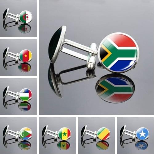 Flag Cufflinks for Men Suit Shirt Africa National Flags Jewelry Nigeria South Africa Cuff Links Buttons Cufflinks