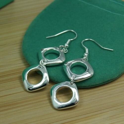 New Arrival 925 Sterling Silver Fashion Simple Oblique Square Drop Earrings Female Fine Noble Jewelry