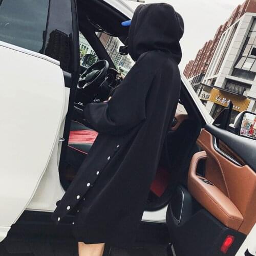 Bust 120cm)Fall 2018 new loose long long sleeve hooded fleece casual languid is lazy the wind tide female thin style clothes