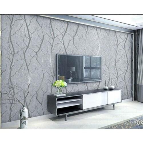Beibehang Thick deerskin velvet branches living room TV background modern fashion sofa film and television wallpaper