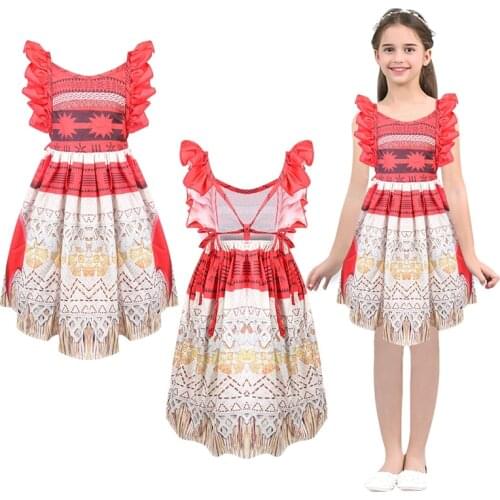 Baby Girls Ruffles Straps Backless Summer Dress Moana Toddler Birthday Princess Dresses Fancy Beach Clothing