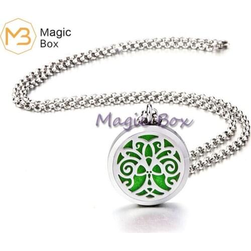2019 New Life Tree Essential Oil Diffuser Necklace 316 Stainless Steel Men and Women Small Box, Free Pads of Different Colors